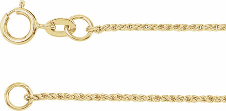 14K Yellow Gold 1 mm Twisted Wheat 7" Chain
