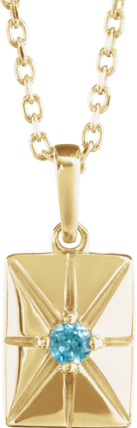 14K Yellow Natural Blue Zircon 16-18" Necklace