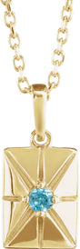 14K Yellow Natural Blue Zircon 16-18" Necklace