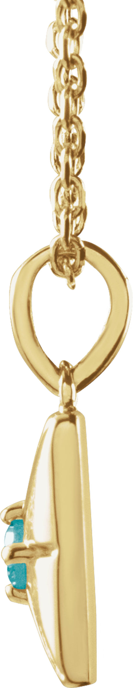 14K Yellow Natural Blue Zircon 16-18" Necklace