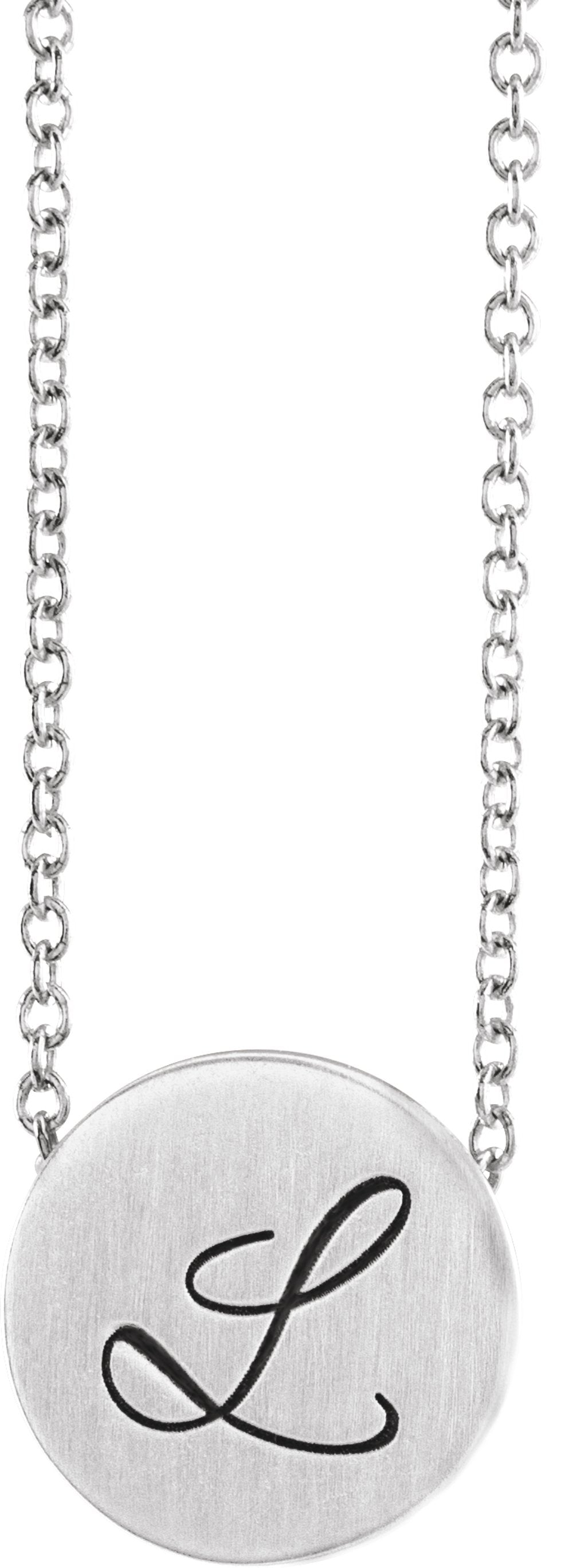 14K White Gold 10 mm Engravable Disc 16-18" Necklace