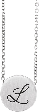 14K White Gold 10 mm Engravable Disc 16-18" Necklace