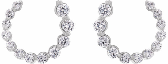 14K White Gold 1/2 CTW Lab-Grown Diamond Front-Back Earrings