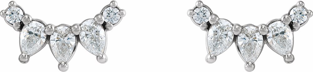 14K White 1/3 CTW Natural Diamond Curved Bar Earrings