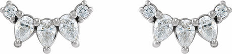 14K White 1/3 CTW Natural Diamond Curved Bar Earrings