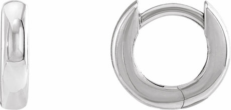 14K White Gold 9.5 mm Hinged Hoop Earrings