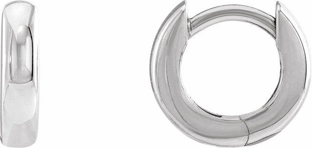 14K White Gold 9.5 mm Hinged Hoop Earrings