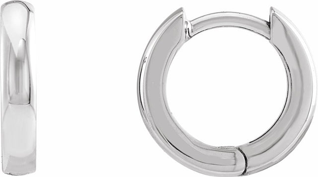 14K White Gold 12 mm Hinged Hoop Earrings
