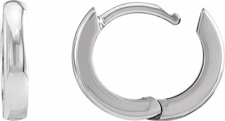 14K White Gold 12 mm Hinged Hoop Earrings