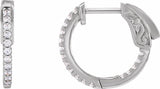 14K White Gold 1/3 CTW Natural Diamond Inside-Outside 15.5 mm Hinged Hoop Earrings