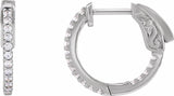 14K White 1/3 CTW Natural Diamond Inside-Outside 15.5 mm Hinged Hoop Earrings