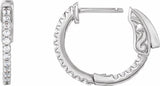 14K White 1/3 CTW Natural Diamond Inside-Outside 15.5 mm Hinged Hoop Earrings