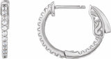 14K White Gold 1/3 CTW Natural Diamond Inside-Outside 15.5 mm Hinged Hoop Earrings