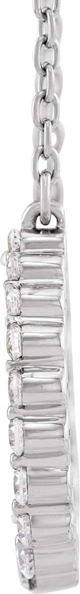 14K White Gold 3/8 CTW Natural Diamond Graduated Circle 16-18" Necklace