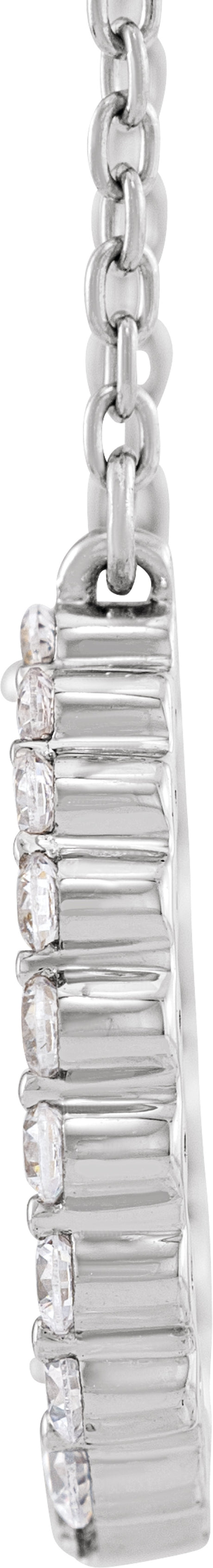 14K White Gold 3/8 CTW Natural Diamond Graduated Circle 16-18" Necklace