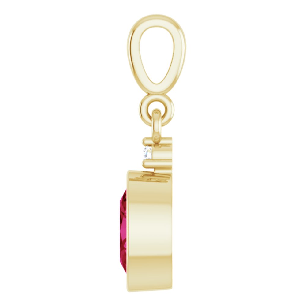 14K Yellow Gold Lab-Grown Ruby & .015 CT Lab-Grown Diamond Pendant