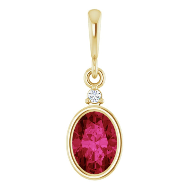 14K Yellow Gold Lab-Grown Ruby & .015 CT Lab-Grown Diamond Pendant