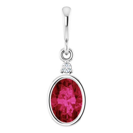 14K White Lab-Grown Ruby & .015 CT Lab-Grown Diamond Pendant