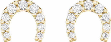 14K Yellow Gold 1/6 CTW Natural Diamond Horseshoe Earrings
