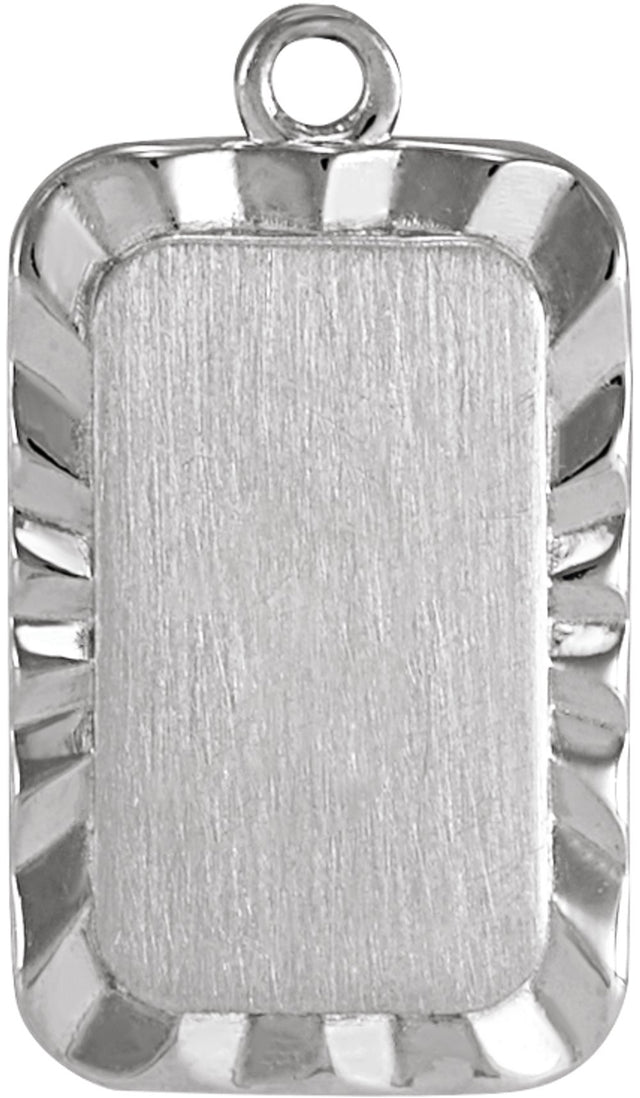 Sterling Silver 16x9 mm Engravable Sunburst Dangle