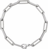 14K White Gold 1 CTW Natural Diamond Link 7" Bracelet
