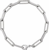 14K White Gold 1 CTW Natural Diamond Link 7" Bracelet