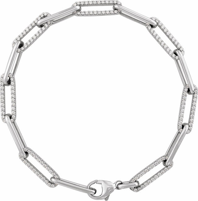 14K White Gold 1 CTW Lab-Grown Diamond Link 7" Bracelet