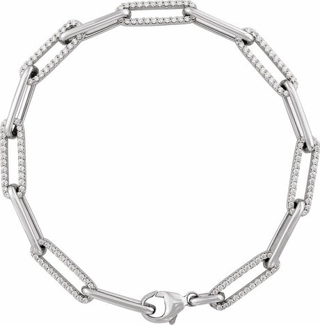 Sterling Silver 1 CTW Lab-Grown Diamond Link 7" Bracelet