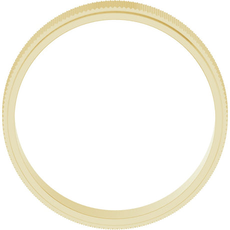 14K Yellow Gold 6 mm Stepped-Edge Knurled Flat Band Size 10