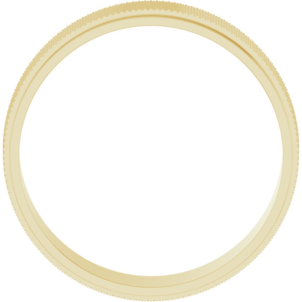 14K Yellow Gold 6 mm Stepped-Edge Knurled Flat Band Size 10