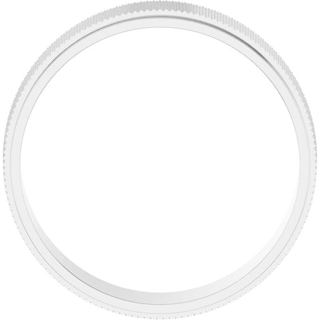 14K White Gold 6 mm Stepped-Edge Knurled Flat Band Size 9