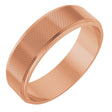 14K Rose Gold 6 mm Stepped-Edge Knurled Flat Band Size 11