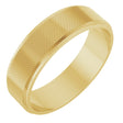 14K Yellow Gold 6 mm Stepped-Edge Knurled Flat Band Size 10