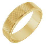 10K Yellow Gold 6 mm Stepped-Edge Knurled Flat Band Size 7.5