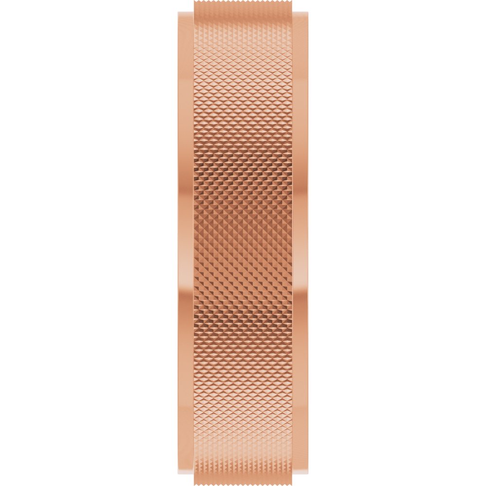 14K Rose Gold 6 mm Stepped-Edge Knurled Flat Band Size 11