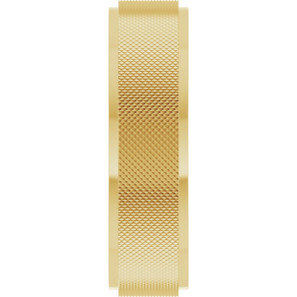14K Yellow Gold 6 mm Stepped-Edge Knurled Flat Band Size 10