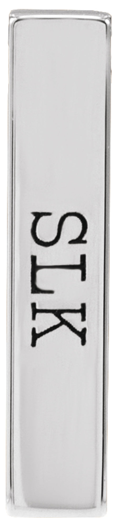 14K White Gold Engravable Four-Sided Bar Pendant