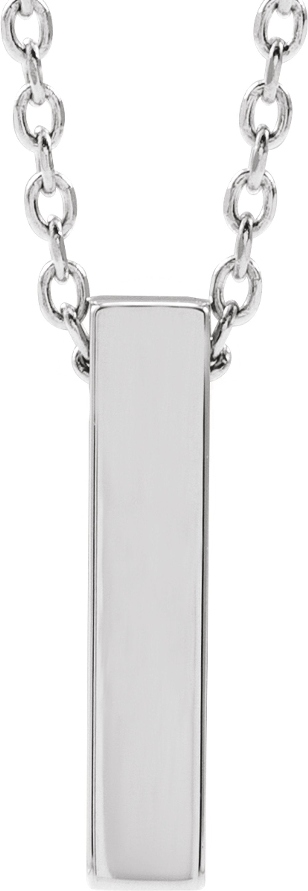 Sterling Silver Engravable Four-Sided Bar 16-18" Necklace