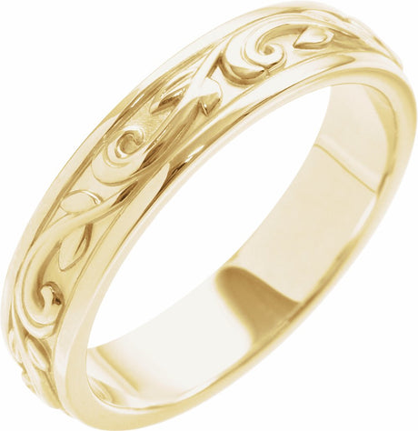 14K Yellow Gold 4 mm Sculptural Flat Band Size 7