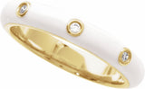 14K Yellow .05 CTW Natural Diamond & White Enamel Ring