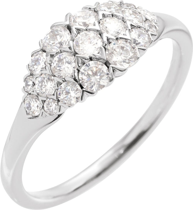 14K White Gold 1/2 CTW Natural Diamond Cluster Ring