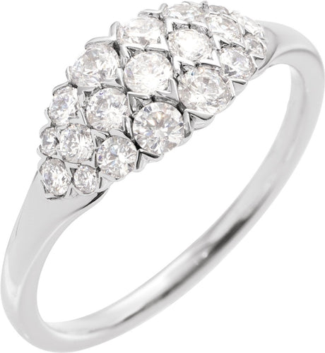 14K White Gold 1/2 CTW Natural Diamond Cluster Ring