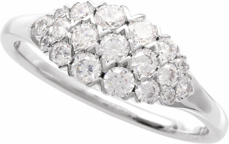 14K White Gold 1/2 CTW Natural Diamond Cluster Ring