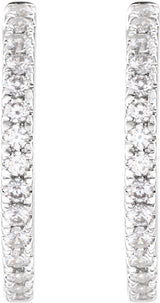 14K White Gold 3/8 CTW Lab-Grown Diamond 17.4 mm Hoop Earrings