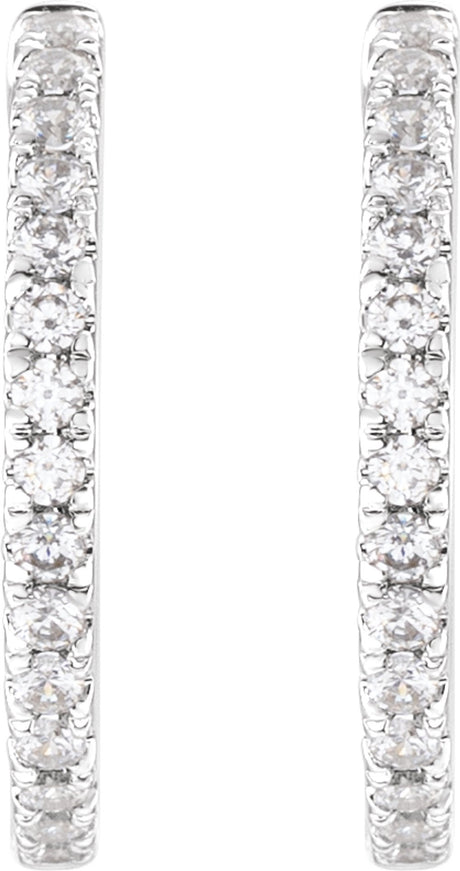 14K White Gold 3/8 CTW Lab-Grown Diamond 17.4 mm Hoop Earrings