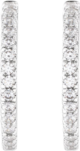 14K White Gold 3/8 CTW Lab-Grown Diamond 17.4 mm Hoop Earrings