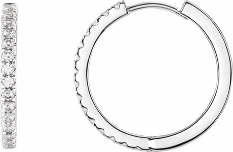14K White Gold 3/8 CTW Lab-Grown Diamond 17.4 mm Hoop Earrings