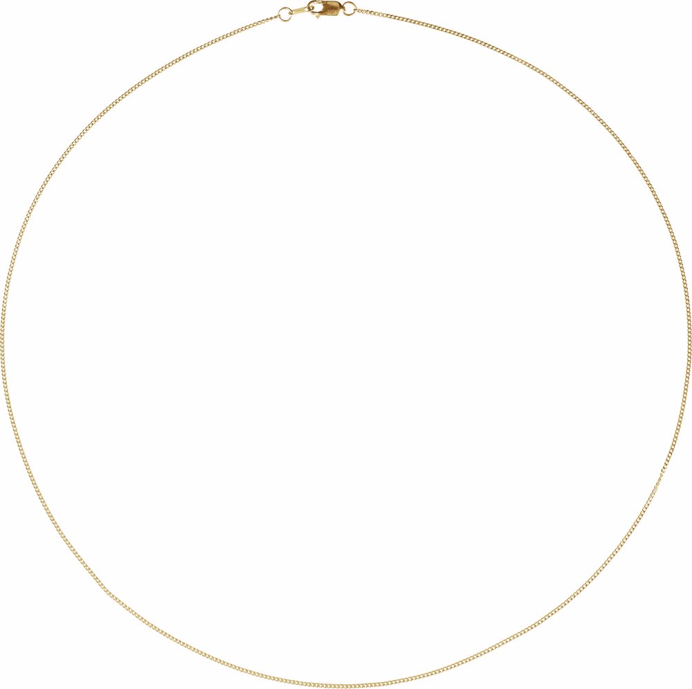 14K Yellow Gold 1 mm Diamond-Cut Curb 24" Chain