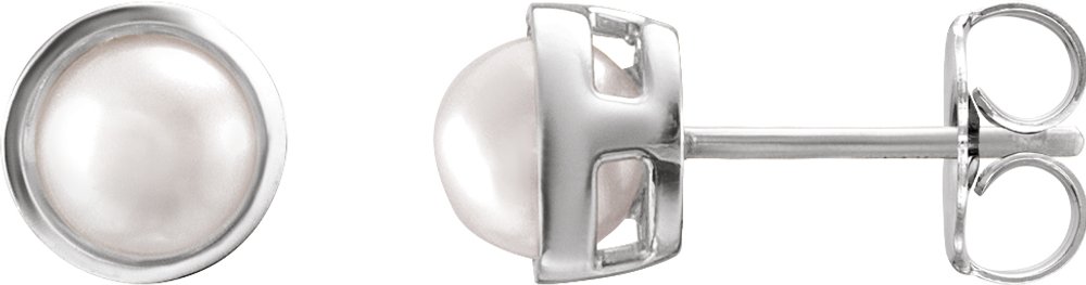 Sterling Silver 4 mm Cultured White Akoya Pearl Stud Earrings