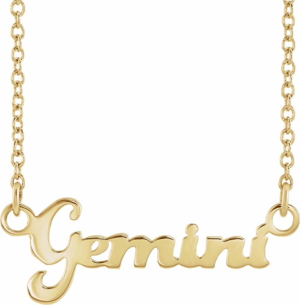 14K Yellow Gemini Zodiac 18" Necklace 